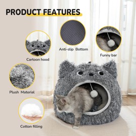 CATISM CATISM Cat Bed, Cat Beds for Indoor Cats, Cat Cave, Cat Cave for Indoor Cats, Cat Bed Cave, Large Cat Beds, Cozy Hooded Cat Bed with Soft Cushion, Removable Washable Cat Beds Keep Warm