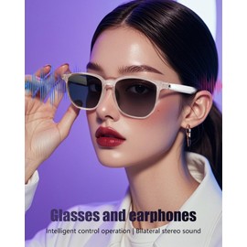 SRICH Smart Glasses, 144+ Language Translation Glasses, Polarized Sunglasses with Speaker, Athletic/Outdoor UV Protection and Voice Control, Bluetooth Glasses for Woman, Black