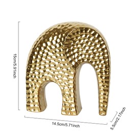 Koyocaarr Gold Ceramic Elephant Statue,Good Luck Resin Elephant Sculpture for Home, Office, Living Room,Bookshelf, Good Gifts for Elephant Lovers