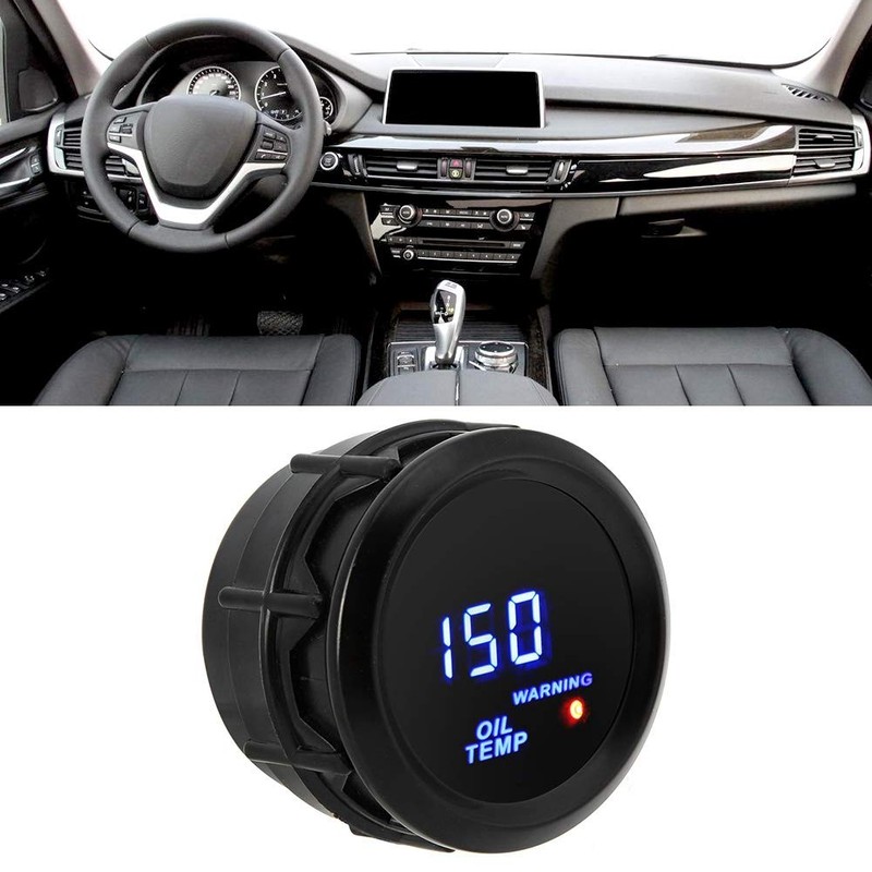KIMISS Oil Temperature Gauge,52mm Oil Thermometer with Sensor 40~150℃ Blue