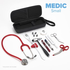 ADC Estuche médico/uso diario para instrumentos médicos, se adapta a estetoscopios clínicos Adscope y modelos comparables con espacio para instrumentos y accesorios, pequeño, negro