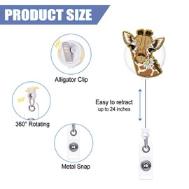 Badge Reel Retractable Giraffes Badge Holder Acrylic Badge Accessories for Nurse Teacher Students Office Worker