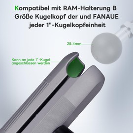 FANAUE Doppelbuchsenarm Kompatibel mit RAM Mounts 1" Ball und Motorrad Fahrrad Telefonhalter, passt alle Industrie-Standard 1"/25.4mm/Typ B Ball Adapter, Aluminium 3.7" mit Anti-Diebstahl-Funktion