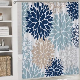 BJQ 1pc Dahlia Shower Curtain Set Flower Bathroom Decoration with Non-Slip Rug Toilet Seat U-Shaped Pad