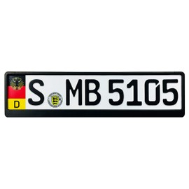 Germany Coat of Arms License Plate Flag + Eagle (Stuttgart Plate + Frame)