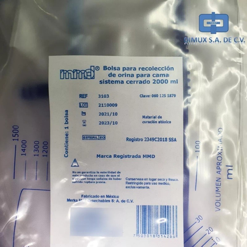 MKD Bolsa Recolectora De Orina Para Cama 2lts Pack 5