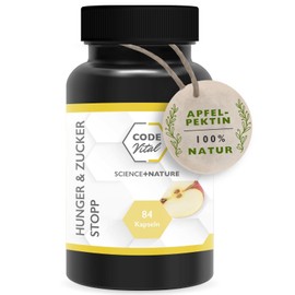 CODE VITAL Hunger & Sugar Stop I Prebiotic Fibre for Gut Flora I With Apple Pectin as a Food Source for Sugar-Excreting Bacteroidetes Bacteria in the Guts I Vegan I 84 Capsules