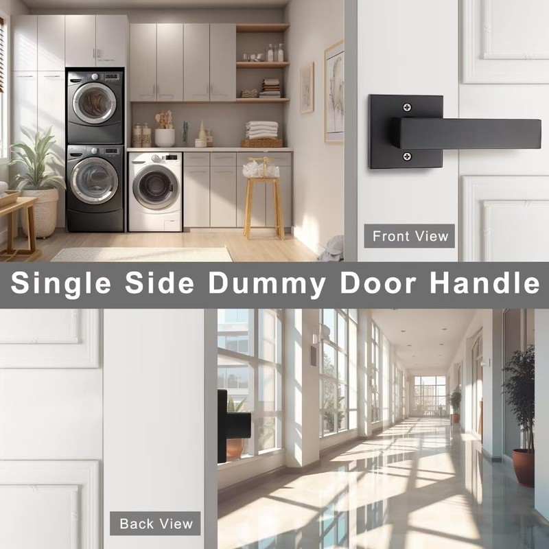 NIZADO Matte Black Dummy Door Handles 2 Pack, Square Single