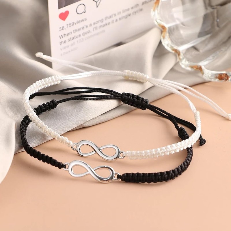 meberg Partner Bracelets Infinity Black White Couple Jewellery Love Jewellery
