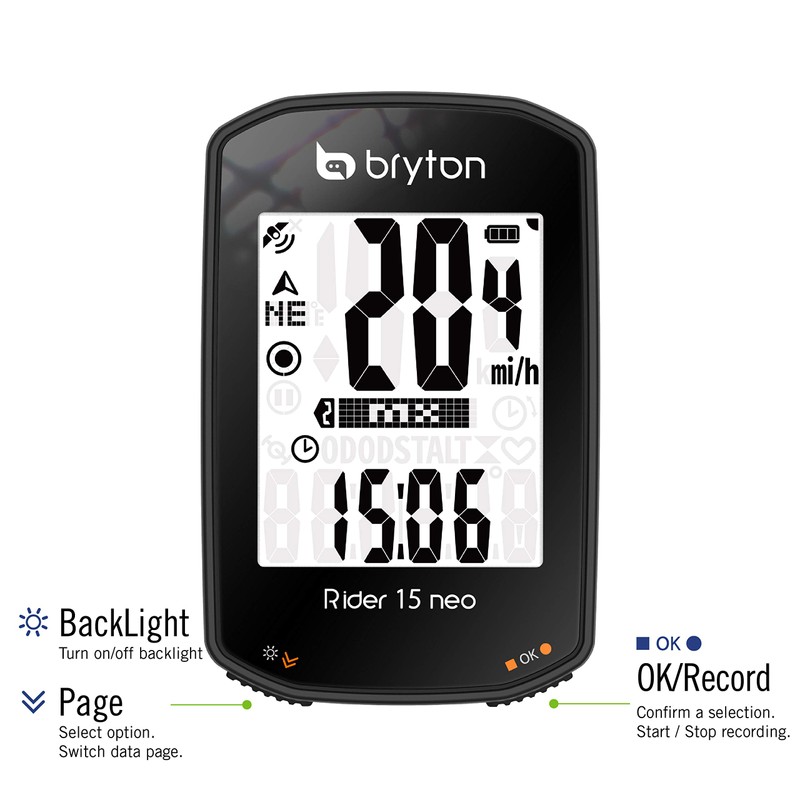 BRYTON RIDER 15C NEO GPS CYCLE COMPUTER BUNDLE WITH CADENCE