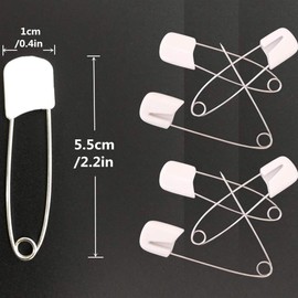YOUOWO Large Plus Lock Needles 50-Piece Set 55mm Stainless Steel Safety Pins White Office Pins Craft Handmade Sewing Tools
