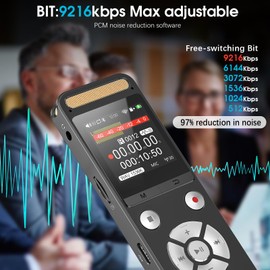 256GB 9216Kbps Digital Voice Recorder - 8684Hrs Recording Storage Voice Activated Recorder with Playback Noise Reduction - Audio Recorder Device for Lectures Meetings Interviews