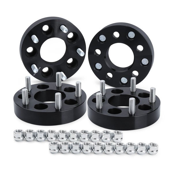 5x4.5 to 5x5 Wheel Adapters 4PCS for Je-ep Jk Wk Wj Xk Wheels on Tj Yj Kk Xj Mj Kj Zj, Dynofit 5x114.3mm to 5x127mm 1.25" Forged Conversion Wheel Adapters 1/2" Thread, Bolts Pattern Changed Spacers