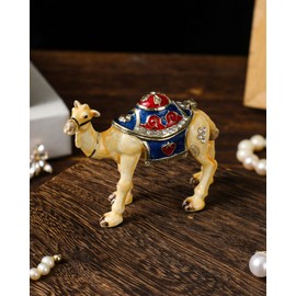 NIODAY Hand Painted Trinket Box Enamel Vintage Jewelry Box Camel Hinged Metal Jewelry Organizer Decorative Treasure Box Unique Gifts for Animal Lover