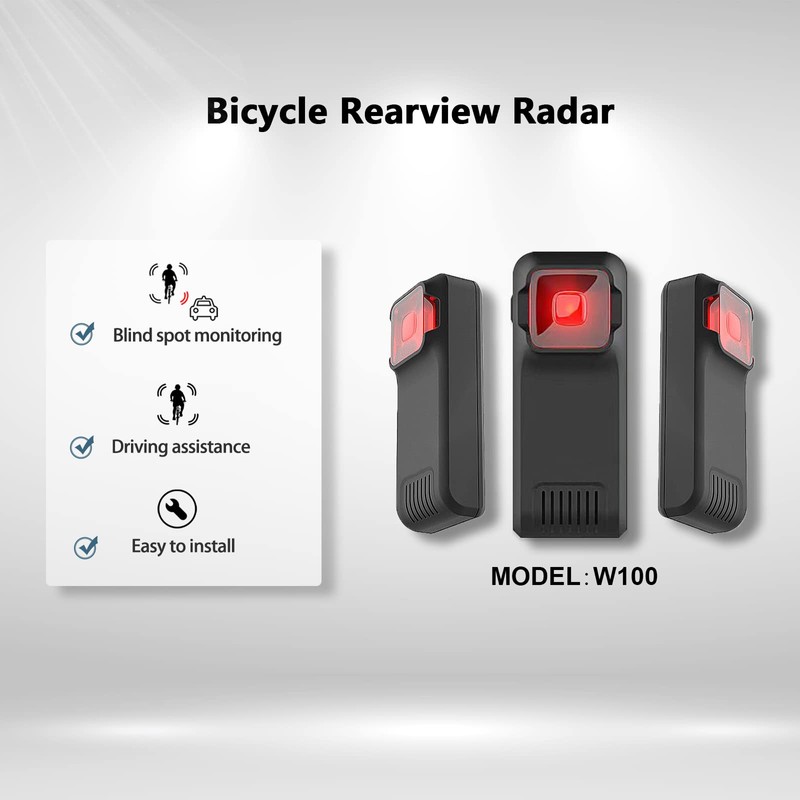 TUTULOO W100 Bike Radar Tail Light,Cycling Radar Tail Light,Visual and