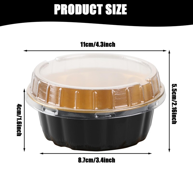 100 Pcs 8 oz Aluminum Foil Cup with Lids Disposable