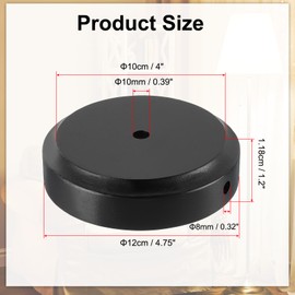 PATIKIL 4.75" x 1.2" Wooden Lamp Base, Round Solid Wooden Base Wood Desk Lamp Display Stand Replacement for Bedroom Bedside Table Lamps DIY, Black