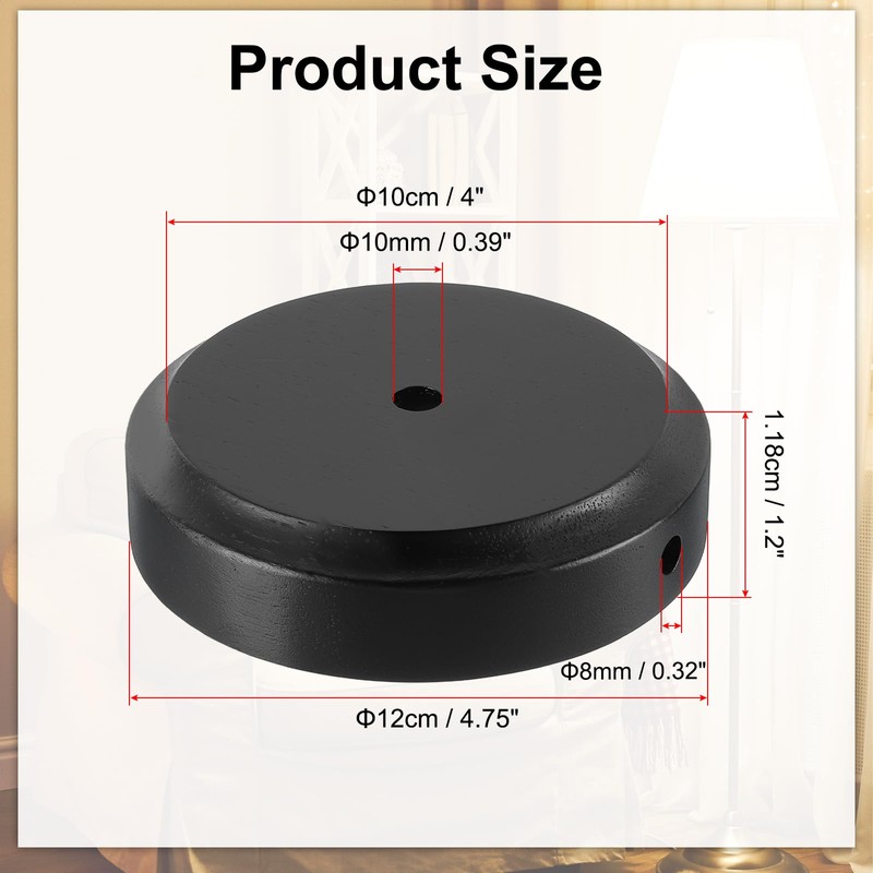 PATIKIL 4.75" x 1.2" Wooden Lamp Base, Round Solid Wooden