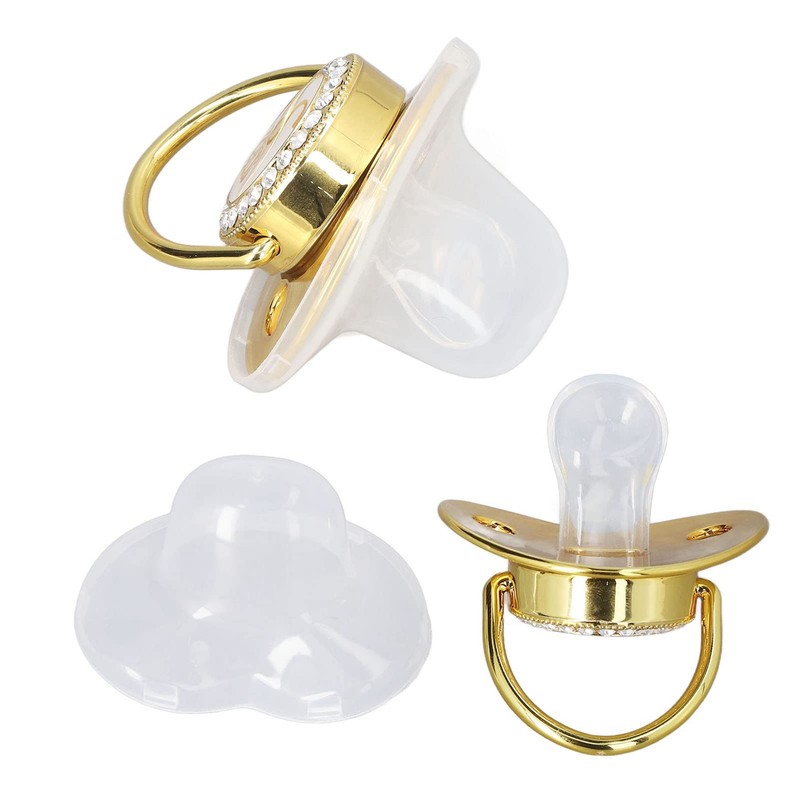 Stylish Gold Letter Infant Pacifier, Portable Silicone Alloy Pacifier with