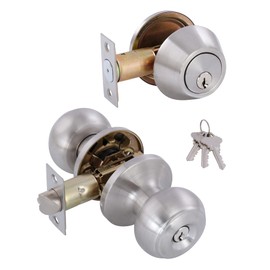 GITRANG All Keyed Identical Deadbolt Door knob Single Cylinder Deadbolt Lock Combo Set, Classic Satin Nickel Exterior Door Knobs with Deadbolt Entrance and Front Door Lock