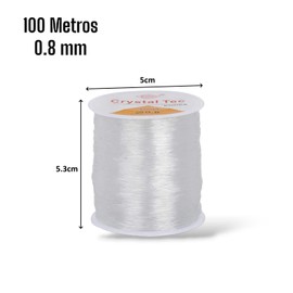 INOVIS 3 Hilos Elastico Transparente para Pulseras Bisuteria Manualidades Cordon 100 Metros 0.8mm Cuerda Flexible Multiusos Paquete 3 Piezas