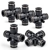 Bwintech 5 Pcs 4 Way 10mm OD Tube Straight Push