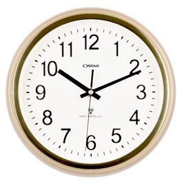 OSTAR Atomic Wall Clock, 11 Inch Round Battery Operated Clock (Gold)
