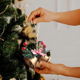 AWOCAN 6PCS Christmas Bell Metal Jingle Bells Xmas Tree Hanging Ornament Bells for Christmas Holiday Party Decoration (gold)