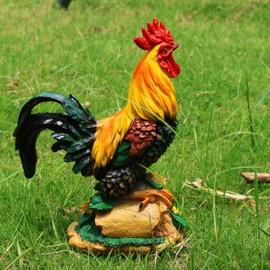 Handsider Rooster Garden Statue Decorations, Chicken Farm Animals Decoration, Yard Chicken Sculpture for Backyard Patio Kitchen Decor & Lawn Ornaments
