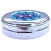 Dekorative Pillendose aus Metall mit Blumenmosaik, Murano-Design, Blau und Rosa,