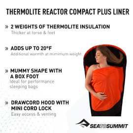 SEATO SUMMIT Unisex AREACTPL Saco sábana Reactor COMPACT Plus momia, schwarz/rot, 90 x 183 cm cm