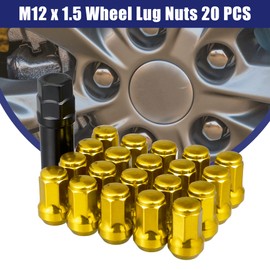 X AUTOHAUX 1 Set M12x1.5 Car Lug Acorn Hex Wheel Nut with Socket Key Gold Tone