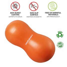 INPANY Peanut Ball - Anti Burst Exercise Ball for Labor Birthing (39 x 20 inch), Physical Therapy for Kids, Core Strength, Home & Gym Fintness (Include Pump)