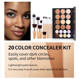 Contouring Palette, MKNZOME 20 Colours Concealer Palette with Make Up Brush Sets Colour Corrector Concealer Makeup Palette Makeup Gift for Women and Girls