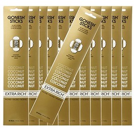 GONESH Garnesh Incense Sticks Coconut - Coconut - Pack of 12 (240 Sticks Total)