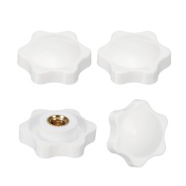 PATIKIL M8 x 32mm Thread Star Knobs, 4 Pcs 6 Star Knurled Tightening Screw Clamping Knob Handle for Umbrella Base Replacement, White