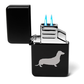 Dual Flame Torch Lighter Dachshund (Black)