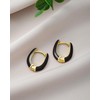 Small Enamel Hoop Earrings for Women, 18 Carat Gold-Plated Hypoallergenic