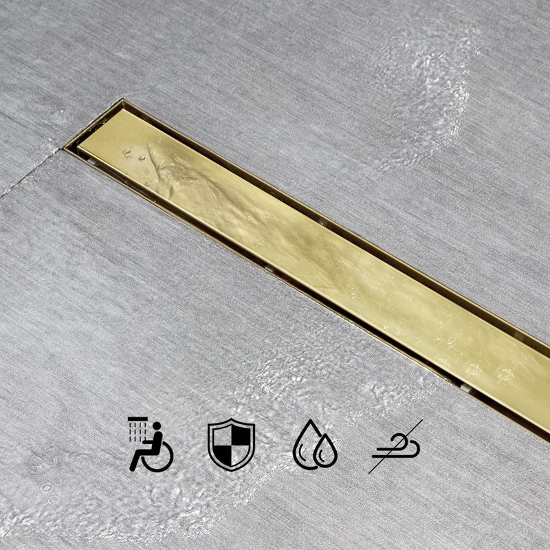 SaniteModar Linear Shower Drain, Gold Shower Drain 32 inch with