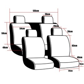 MAGQOO Universal PU Leather Car Seat Cover Full Set 5-Seat Front&Rear Cushions Full Seat with Pillows Fit for SUV Truck Van Year Round Use (Black/White Line)