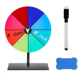 CREECHWA 8 Inch Spinning Wheel for Prize with 8 Slots and Stand, Party Game Roulette Spinner for Events, Vendor Booths, Classroom Activities, Carnival Games