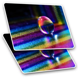 Rectangle Stickers(Set of 2) 7.5cm - Rainbow Marble Toy Fun Decals for Laptops,Tablets,Luggage,Scrap Booking,Fridges, #3813