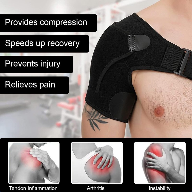 WJRQD Shoulder Support with Pressure Pad, Adjustable Shoulder Support Bandage,