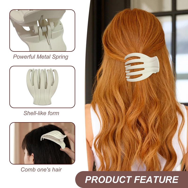 6Pcs Lay Flat Hair Claw Clips for Women French Stylish