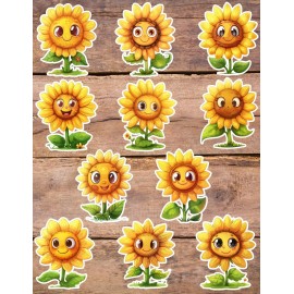 Unbranded Cartoon Sunflower Die Cut Vinyl Stickers Scrapbooking Laptop Waterbottle