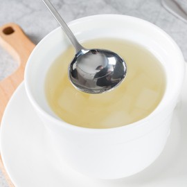 Cuchara de té helado de mango largo, cucharas de revolver de cóctel, cucharas de café de acero inoxidable, cucharilla de helado juego de 8 (plata, redonda)