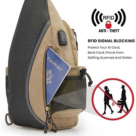 G4Free Canvas Chest Bag Shoulder Bag Sling Bag Men Women for Travel Hiking Running Climbing, beige