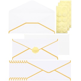 Zooyinfy Business Envelopes with Gold Border 30 Pack #10 Envelopes Made of 150gsm Paper, Standard Envelopes with Gold Stickers for Office, Checks, Letter Mailing,9.45 x 4.13 Inches(White)