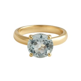 Blautopas Vergoldet Sterling Silber Ring - Natürlicher Edelstein - Geburtstagsgeschenk - Handgefertigte Geschenkideen für Frauen - Größe: US Size 8 / Diameter 18.2