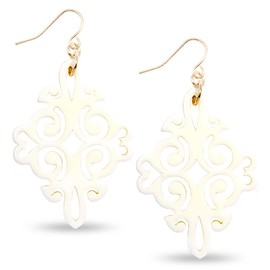 ZENZII Acrylic Resin Twirling Drop Earrings for Women (Cream)